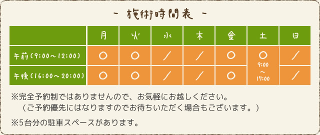 施術時間表